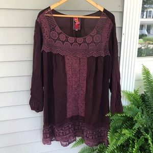 Johnny Was Dress Tunic Embroidered Eyelet Mini XL